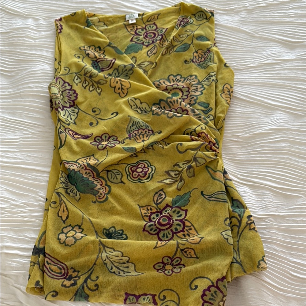 Sweet Pea Floral Wrap Top - Yellow and Green